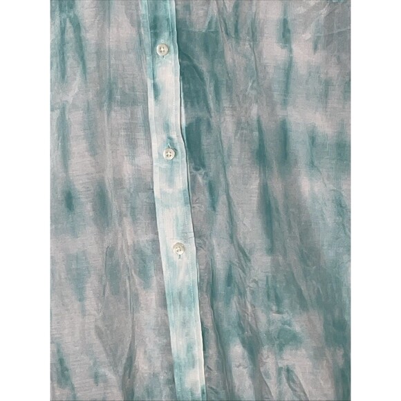 Ralph Lauren Shirt Womens XL Blue Button Up Silk Blend Tie Dye Coastal Resort - Picture 7 of 9